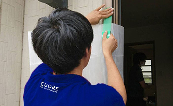 しっかりした養生で建物を傷付けない